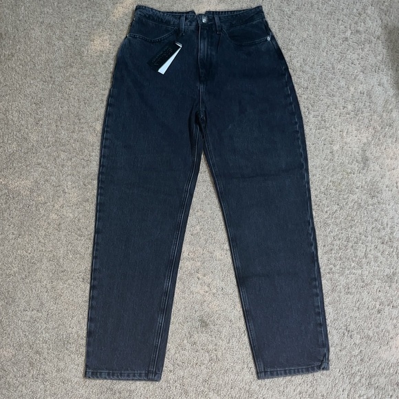 SPRWMN Stevie Slim-Straight High Rise Tapered Carrot Leg Jeans Black 27 - Picture 4 of 10